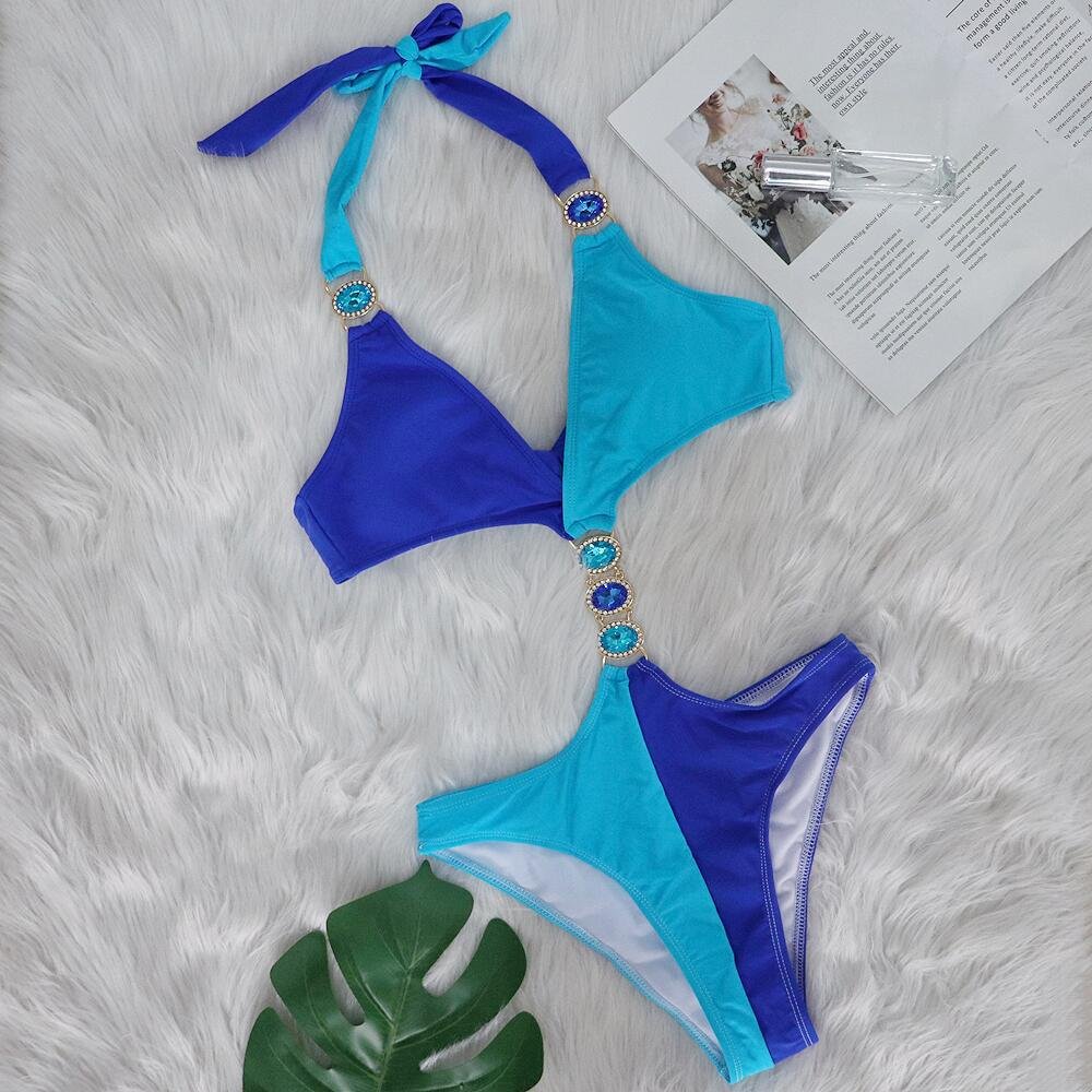 Aurelia Crystal Design Cutout One-Piece Bikini Swimsuit - Image 6