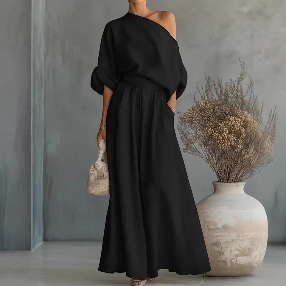 Serenity Cove Asymmetrical Shoulder Top and Skirt Set - Image 7