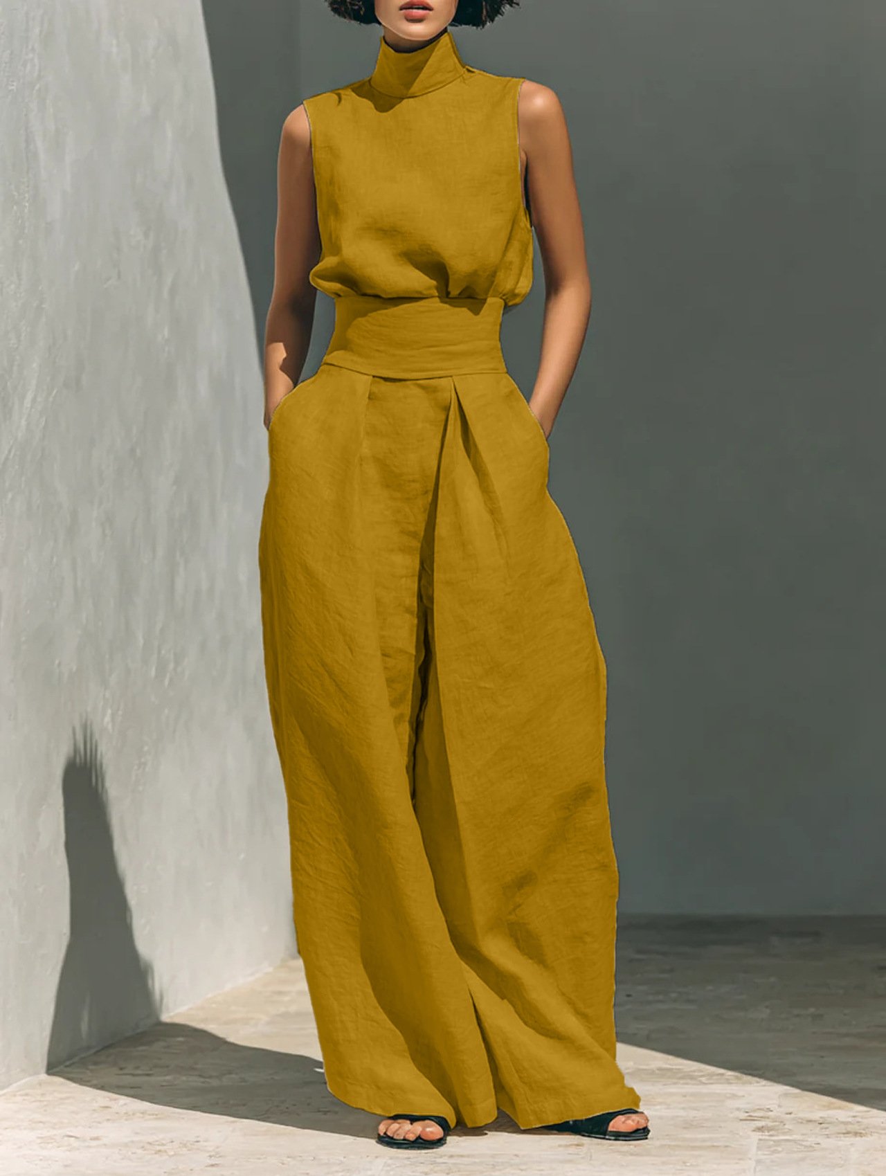 Boho Chic Cotton and Linen Sleeveless Women Jumpsuit - Image 13