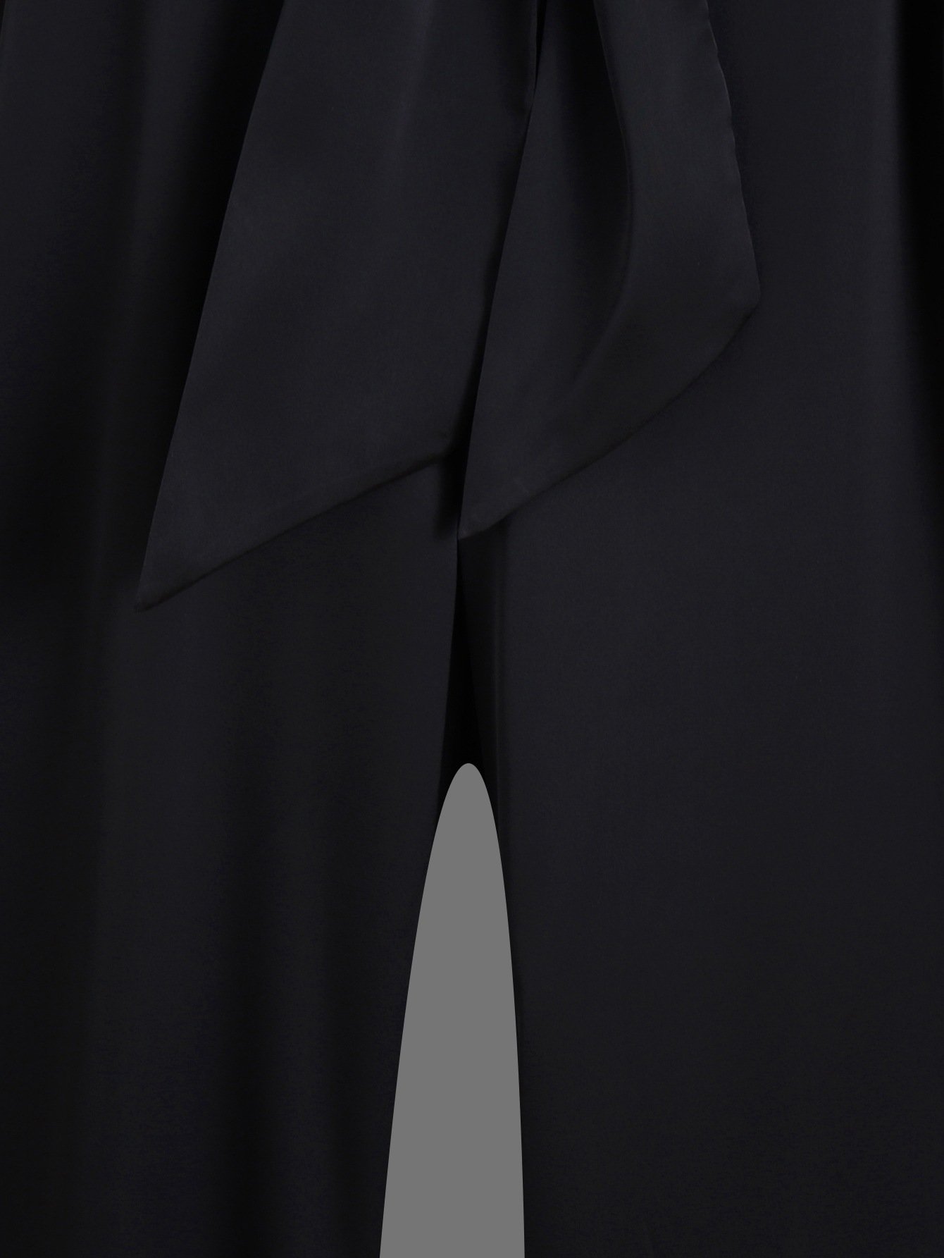 Black Satin Halter Neck Side-Slits Straight Leg Pants Jumpsuit with Waist Bow Tie - Image 6