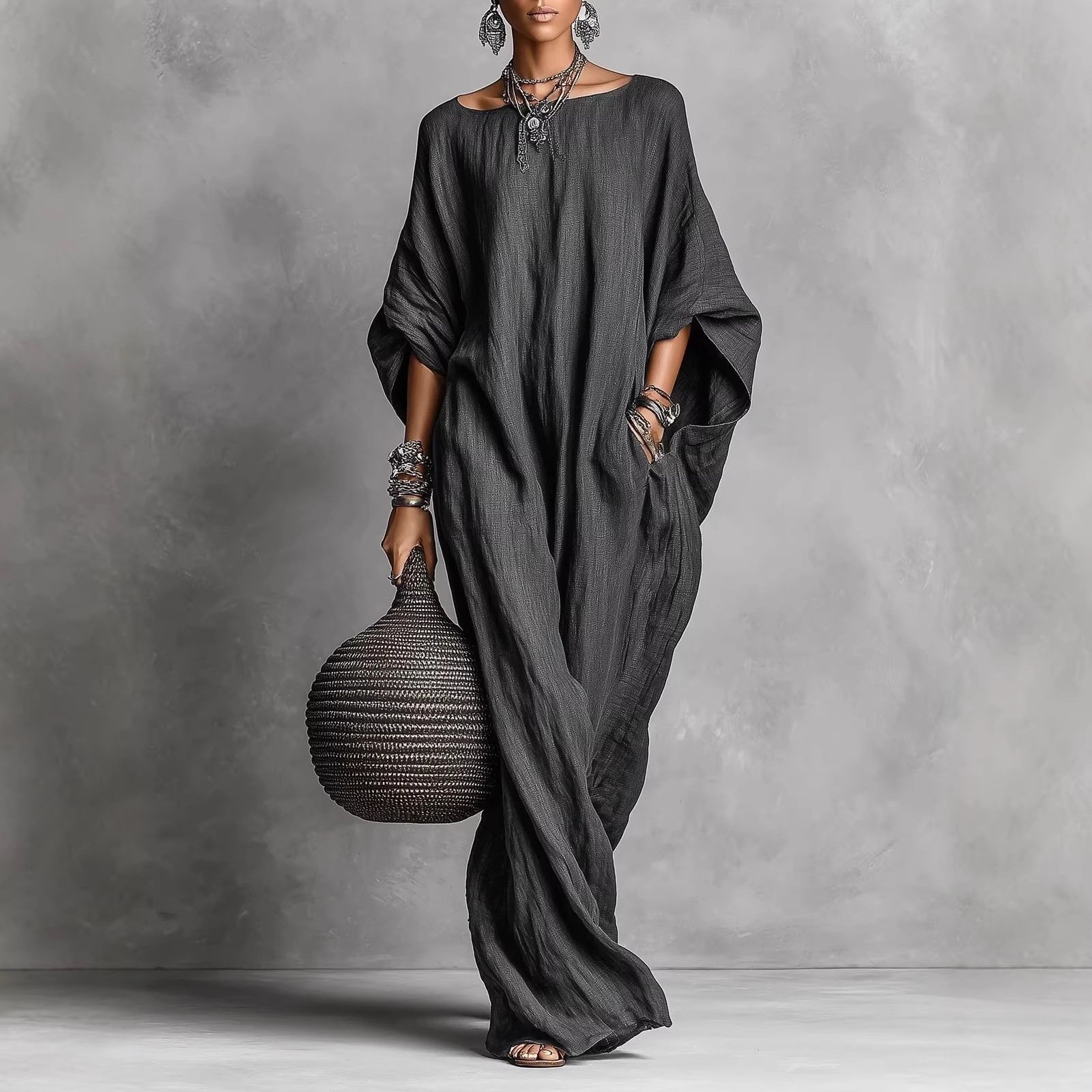 Bohemian Queen Long Sleeve Off-Shoulder Maxi Dress - Image 2