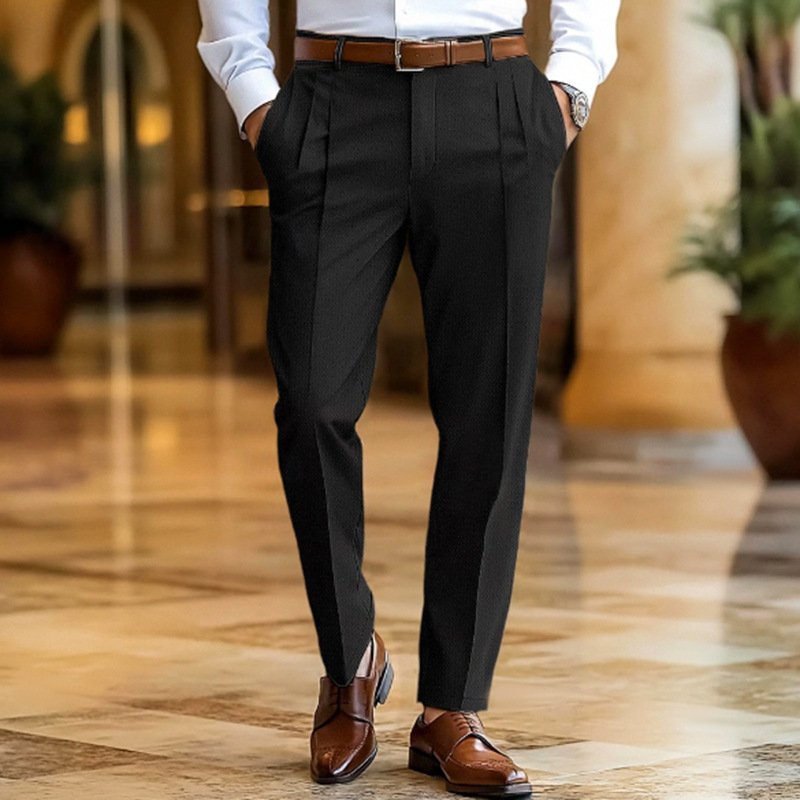 Slim Fit Solid Color Men Suit Pants - Image 3