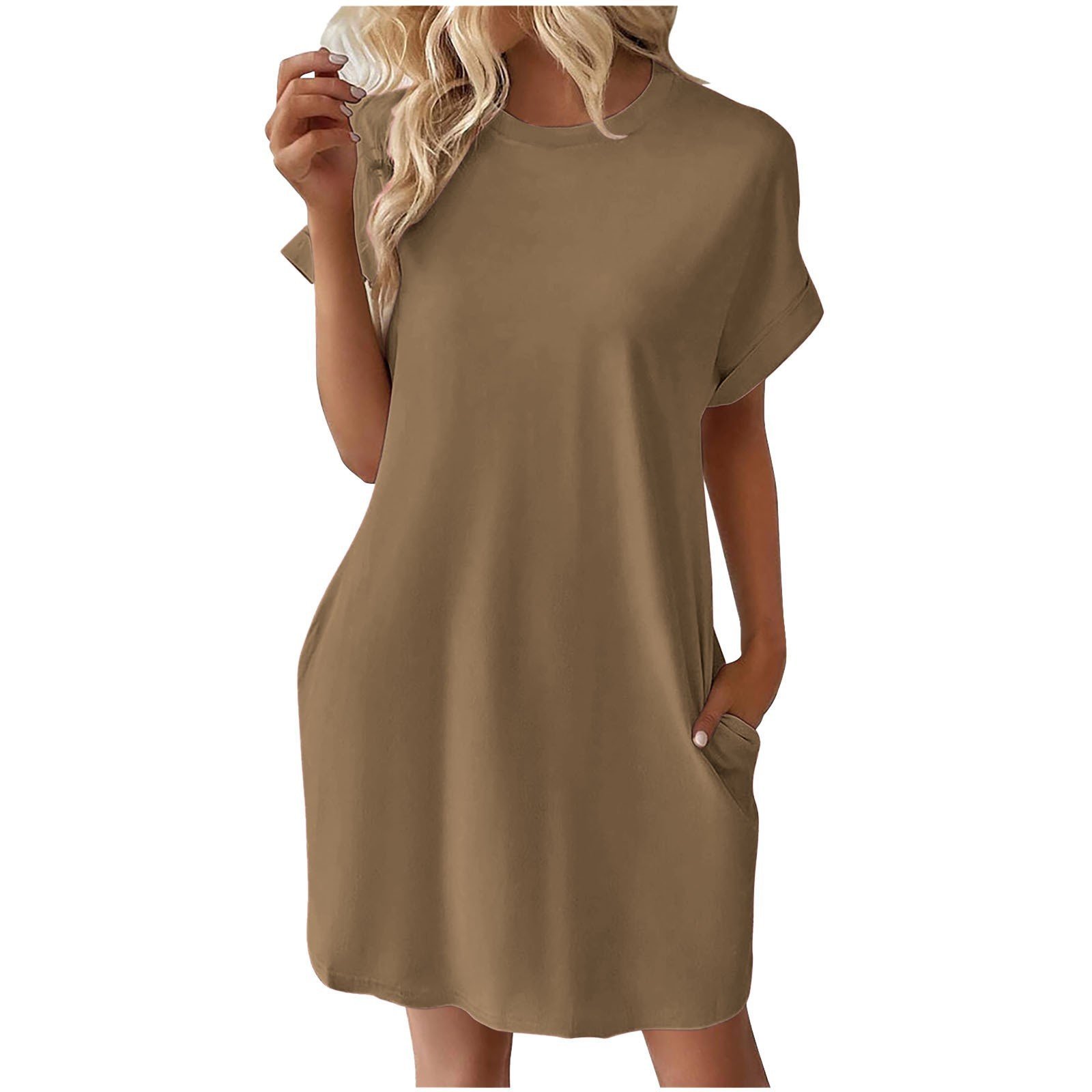 Milk Silk Raglan Short Sleeves Pullover Crew-Neck Dress - Image 6