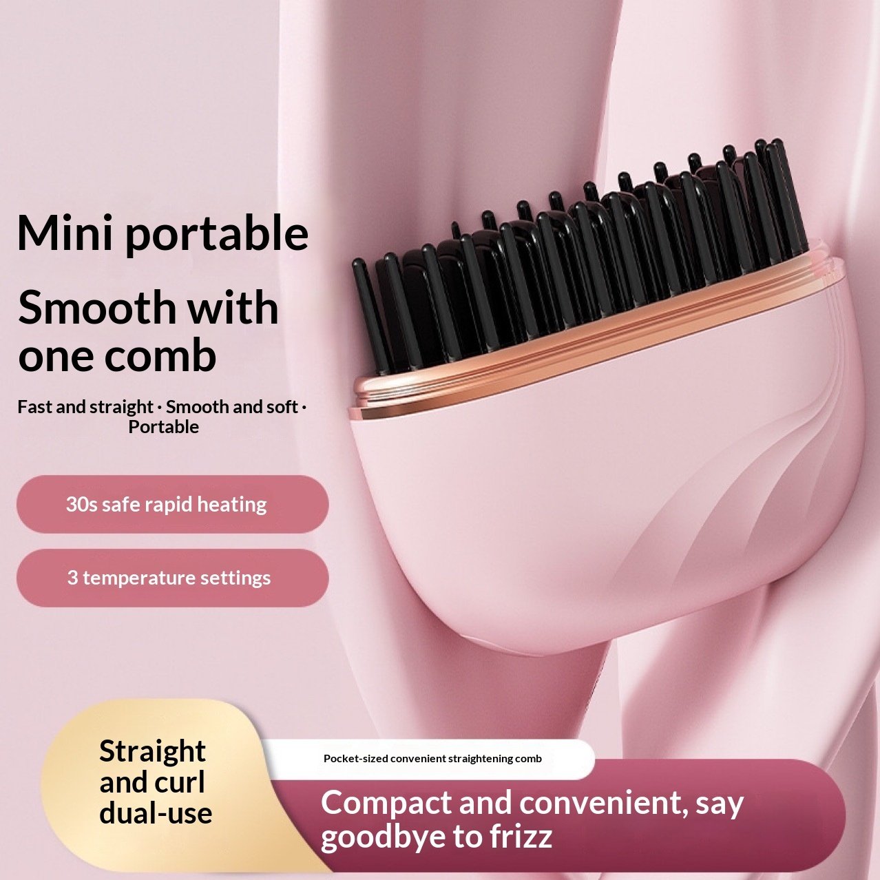 SilkTouch™ Mini Cordless Hair Straightening Comb | Portable USB Rechargeable Hot Comb for Smooth Hair On The Go - Image 5
