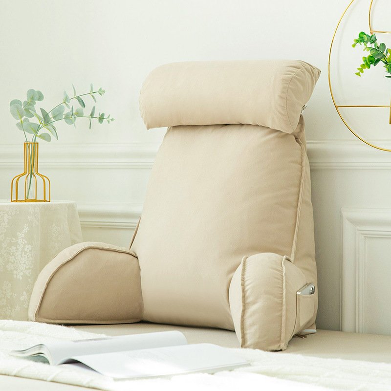 Ice Silk Reading Backrest Pillow with Arm Rest and Charcoal Bamboo Headrest - Image 10
