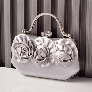 Silk Rosette Evening Clutch Bag