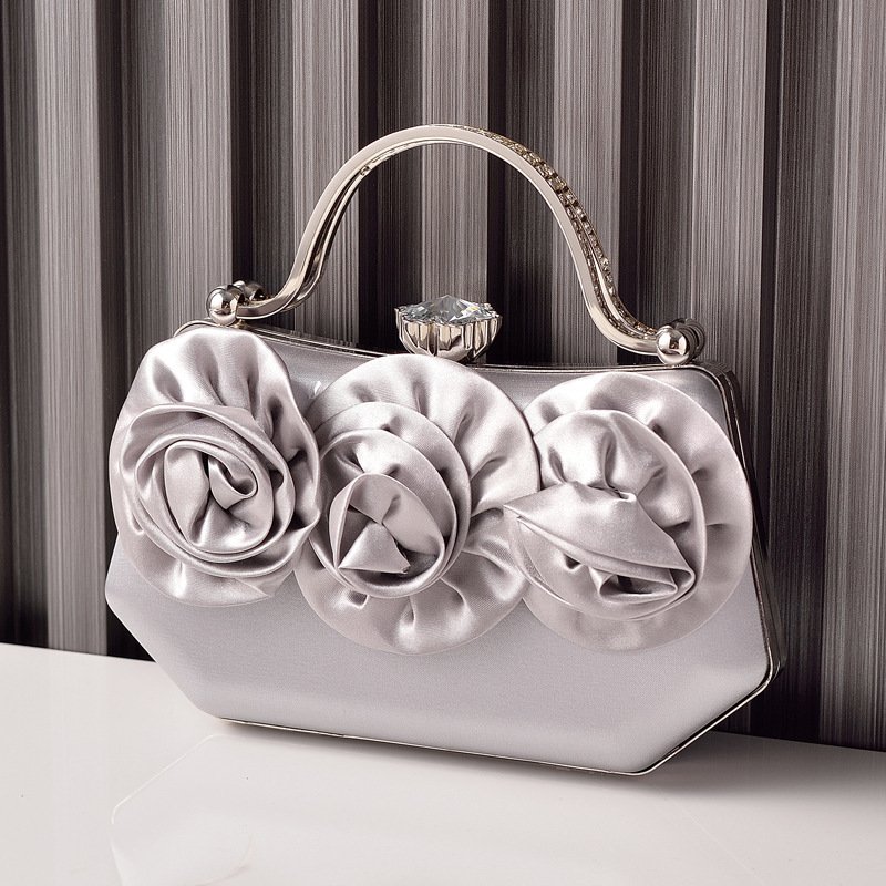 Silk Rosette Evening Clutch Bag