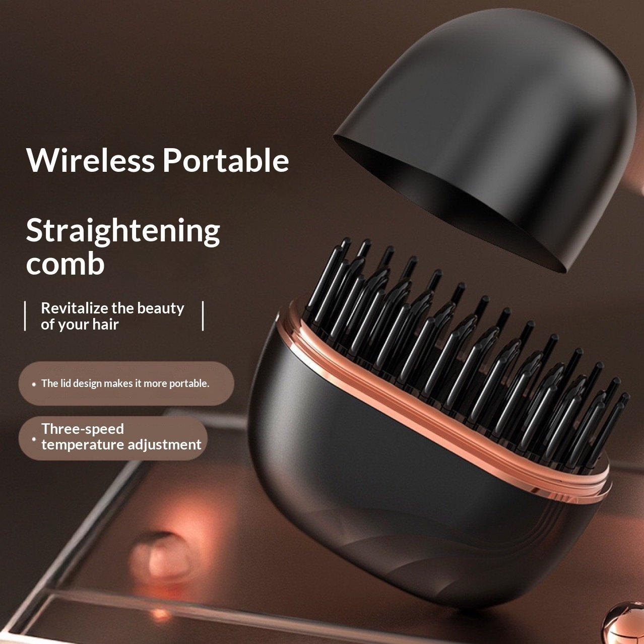 SilkTouch™ Mini Cordless Hair Straightening Comb | Portable USB Rechargeable Hot Comb for Smooth Hair On The Go - Image 2