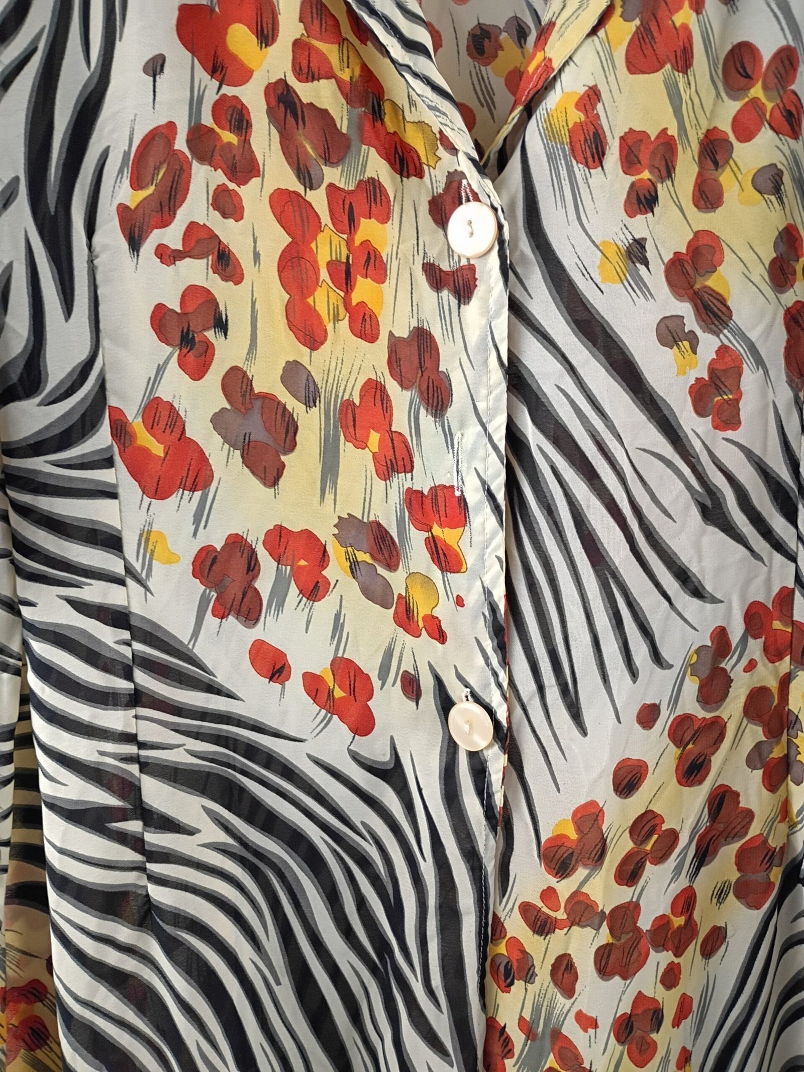 Mlle Gabrielle VTG Plus Size 22 Zebra Floral Side Split Button Up Cardigan - Image 8