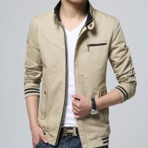 Heritage Edge Men's 100% Cotton Casual Jacket | Lightweight Zip Up Military Style Coat with Utility Pockets