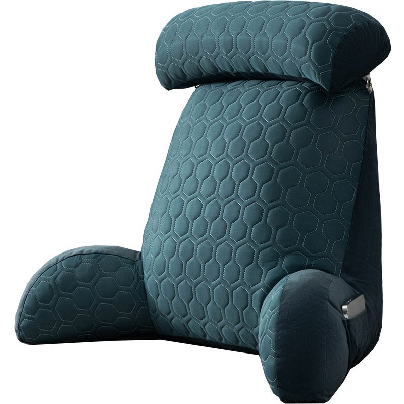 Ice Silk Reading Backrest Pillow with Arm Rest and Charcoal Bamboo Headrest - Image 2