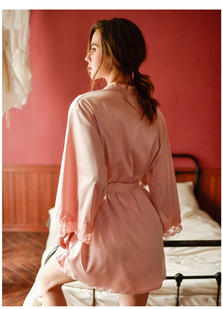 Satin Lace Nightdress and Robe - Image 2