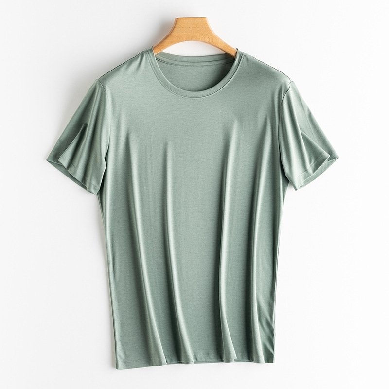 Short Sleeves Silk & Mercerized Cotton Blend Men T-shirt - Image 3
