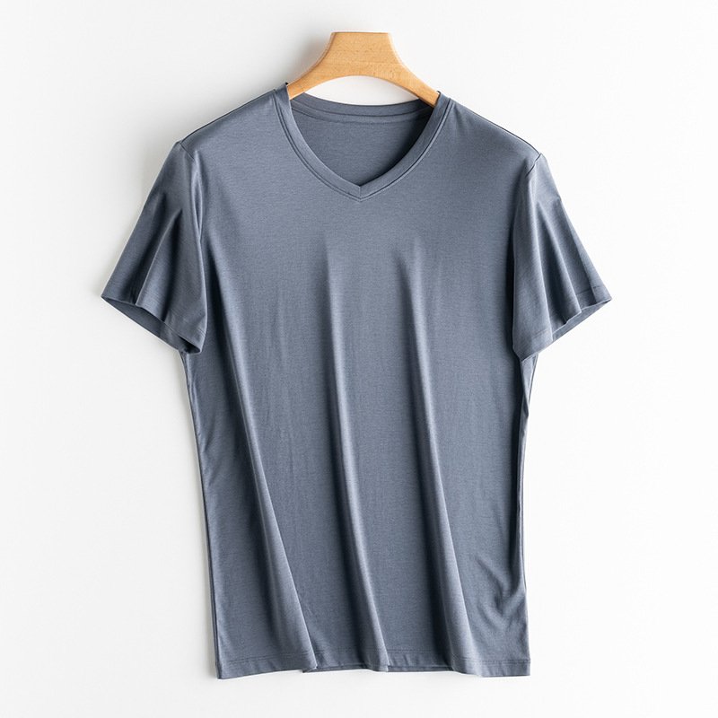 Short Sleeves Silk & Mercerized Cotton Blend Men T-shirt - Image 2