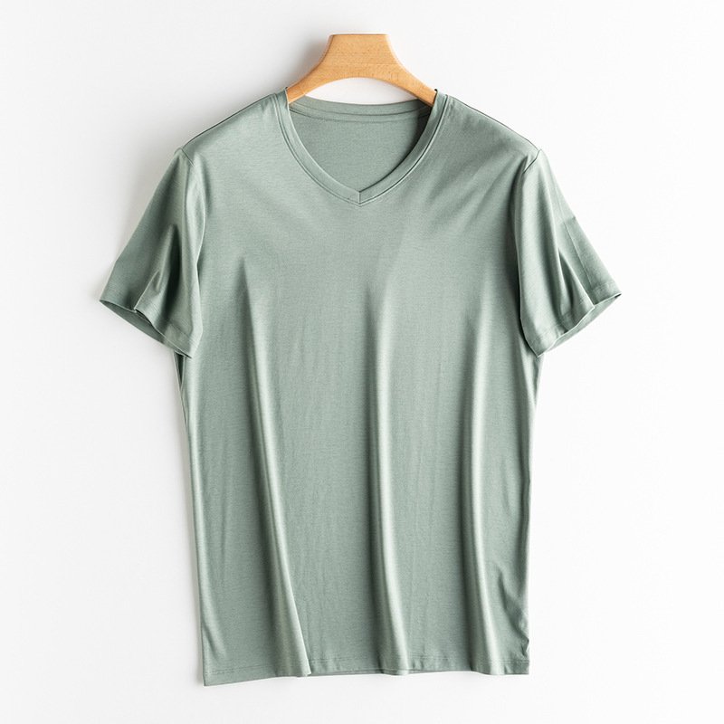 Short Sleeves Silk & Mercerized Cotton Blend Men T-shirt - Image 6