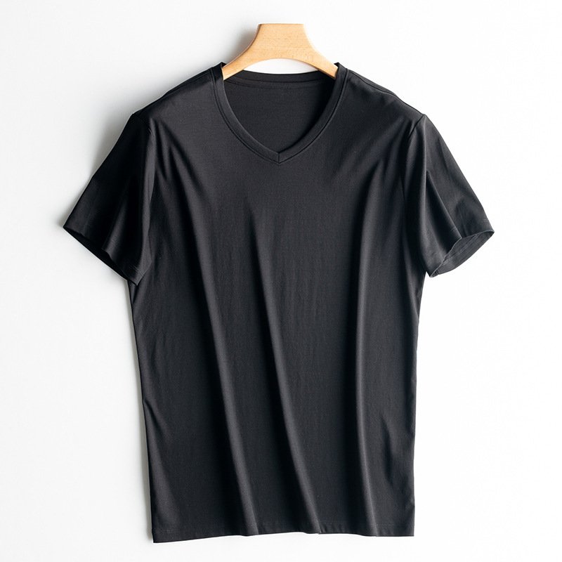 Short Sleeves Silk & Mercerized Cotton Blend Men T-shirt - Image 8