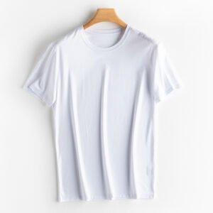 Short Sleeves Silk & Mercerized Cotton Blend Men T-shirt