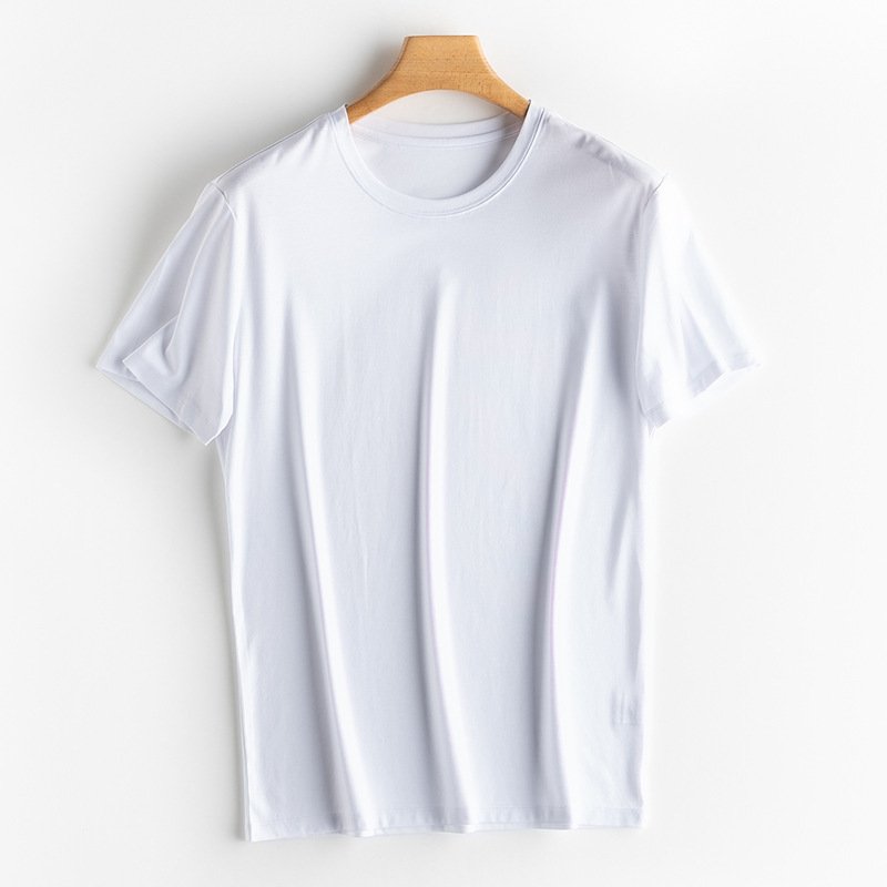 Short Sleeves Silk & Mercerized Cotton Blend Men T-shirt