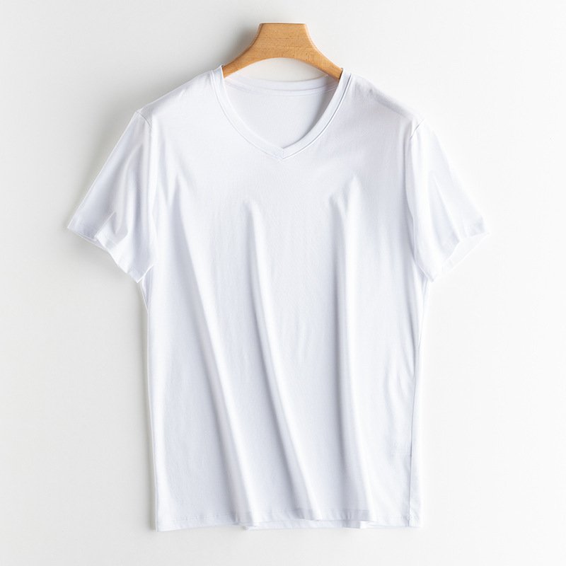 Short Sleeves Silk & Mercerized Cotton Blend Men T-shirt - Image 7