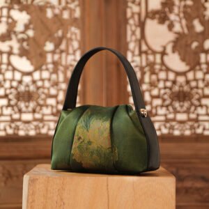 Luxury Mulberry Silk Floral Shoulder Bag - Vintage Ruched Silk Crossbody Handbag