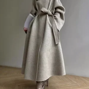 Kyoto Grace Double Sided Wool Lace Up Women Coat