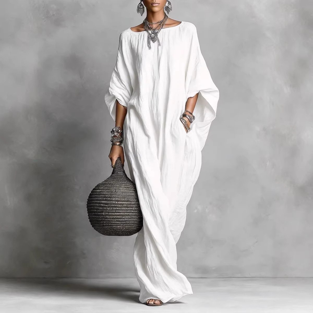 Bohemian Queen Long Sleeve Off-Shoulder Maxi Dress