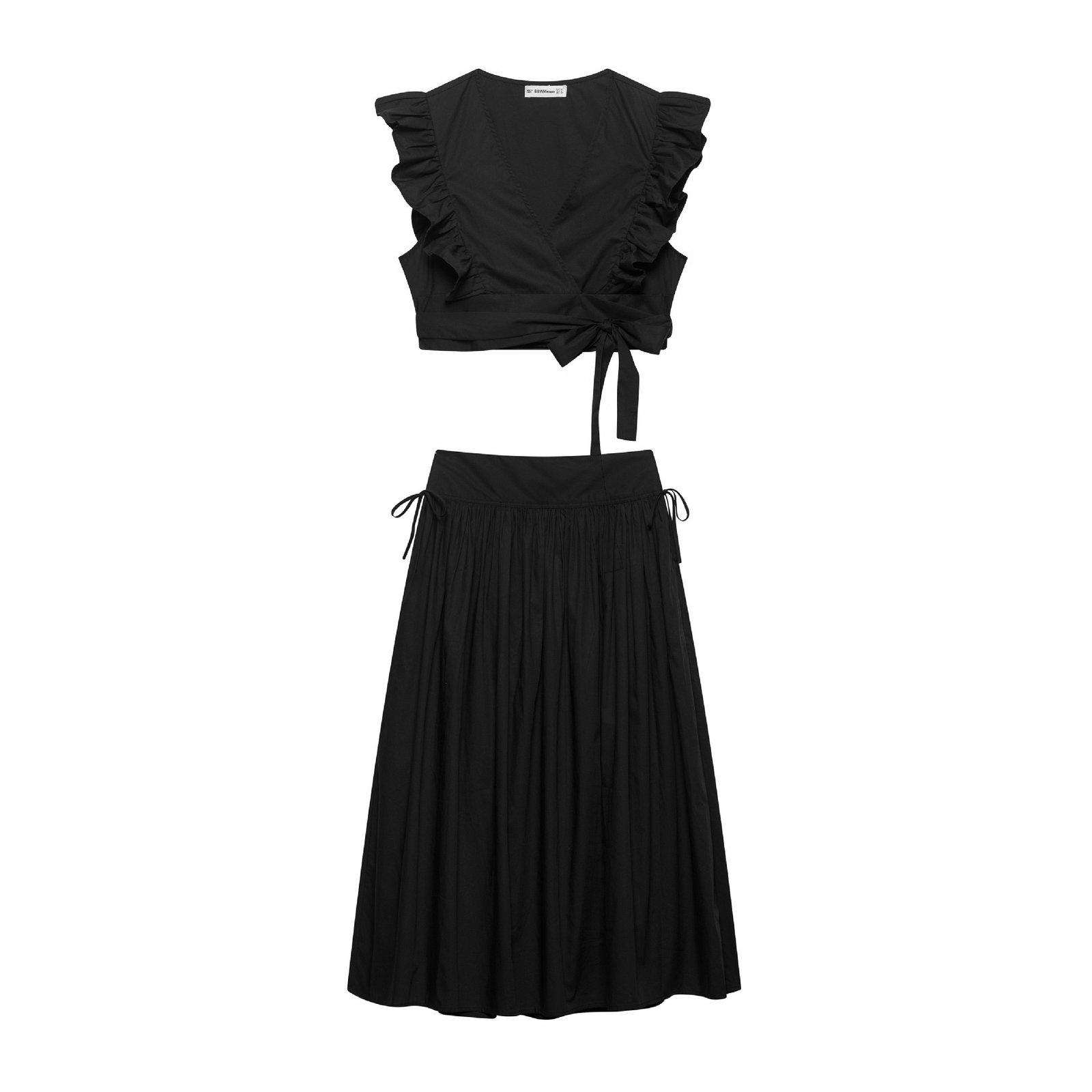 Two-Piece Cotton Sleeveless Cropped Top and Skirt Set