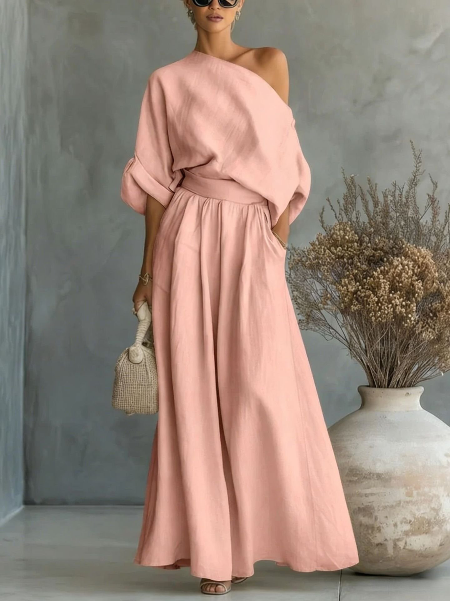 Serenity Cove Asymmetrical Shoulder Top and Skirt Set - Image 8