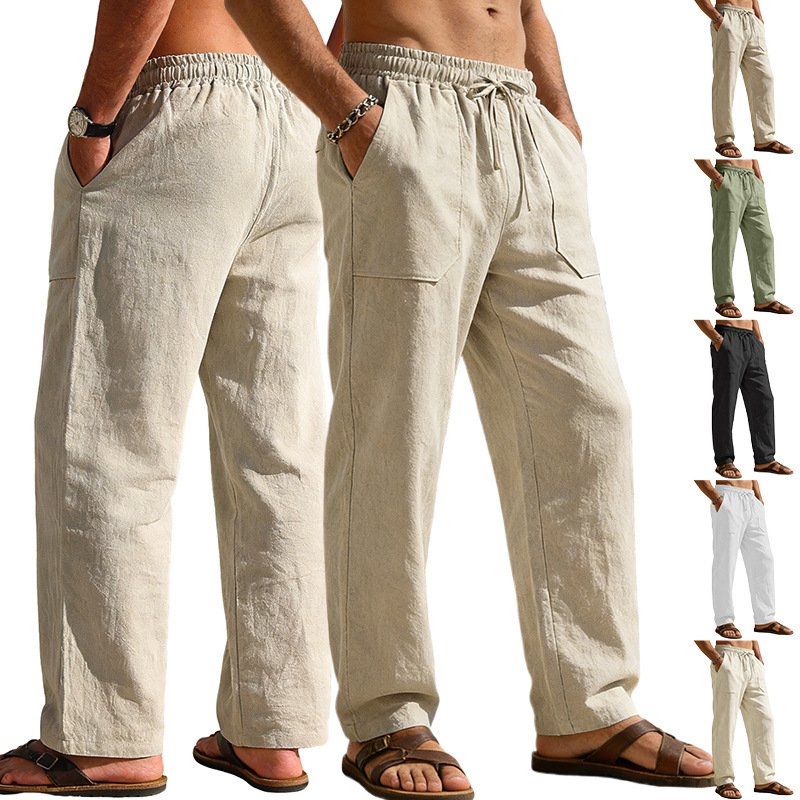 Men's Simple Cotton-Linen Loose-Flowing Wide-Leg Casual Instagram-Style Trousers - Image 9