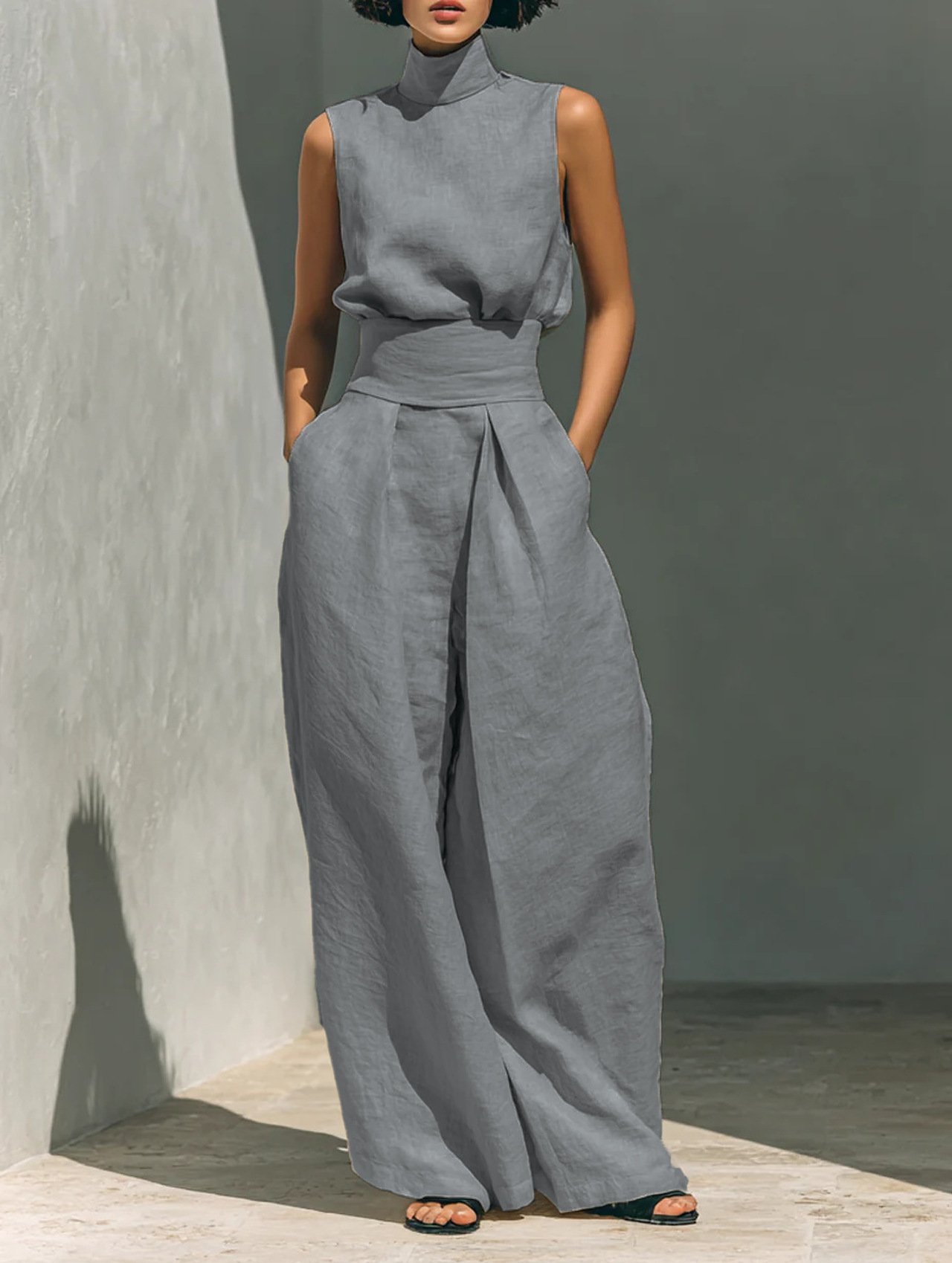 Boho Chic Cotton and Linen Sleeveless Women Jumpsuit - Image 12