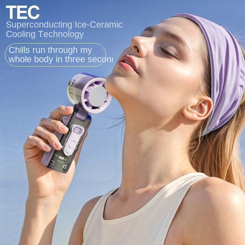 Hot Girl High-Speed Turbine LED LCD Screen Portable Fan - Image 4