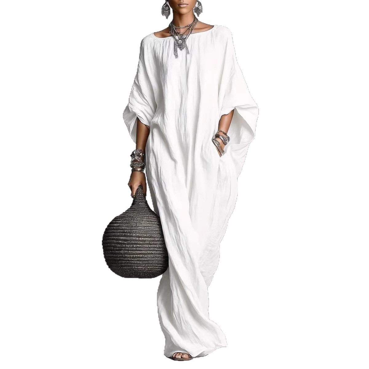 Bohemian Queen Long Sleeve Off-Shoulder Maxi Dress - Image 5
