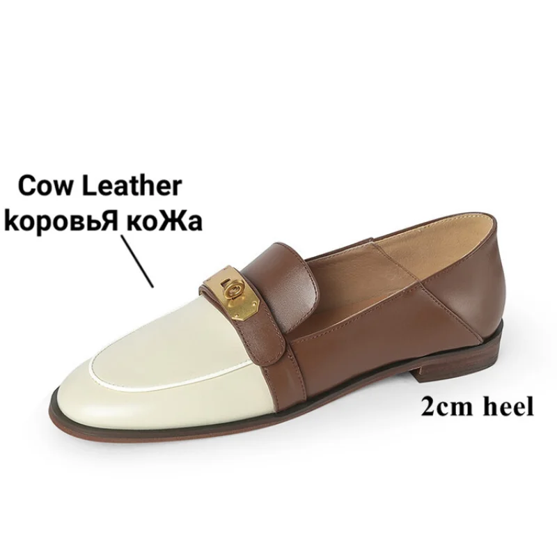 Two-Tone Genuine Leather Women Loafers - Image 7