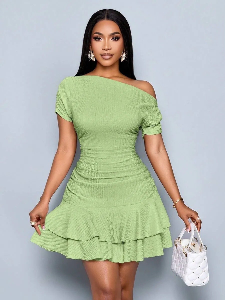 The Isabella Royale Off-Shoulder Short Sleeve Ruffle Mini Dress - Image 10