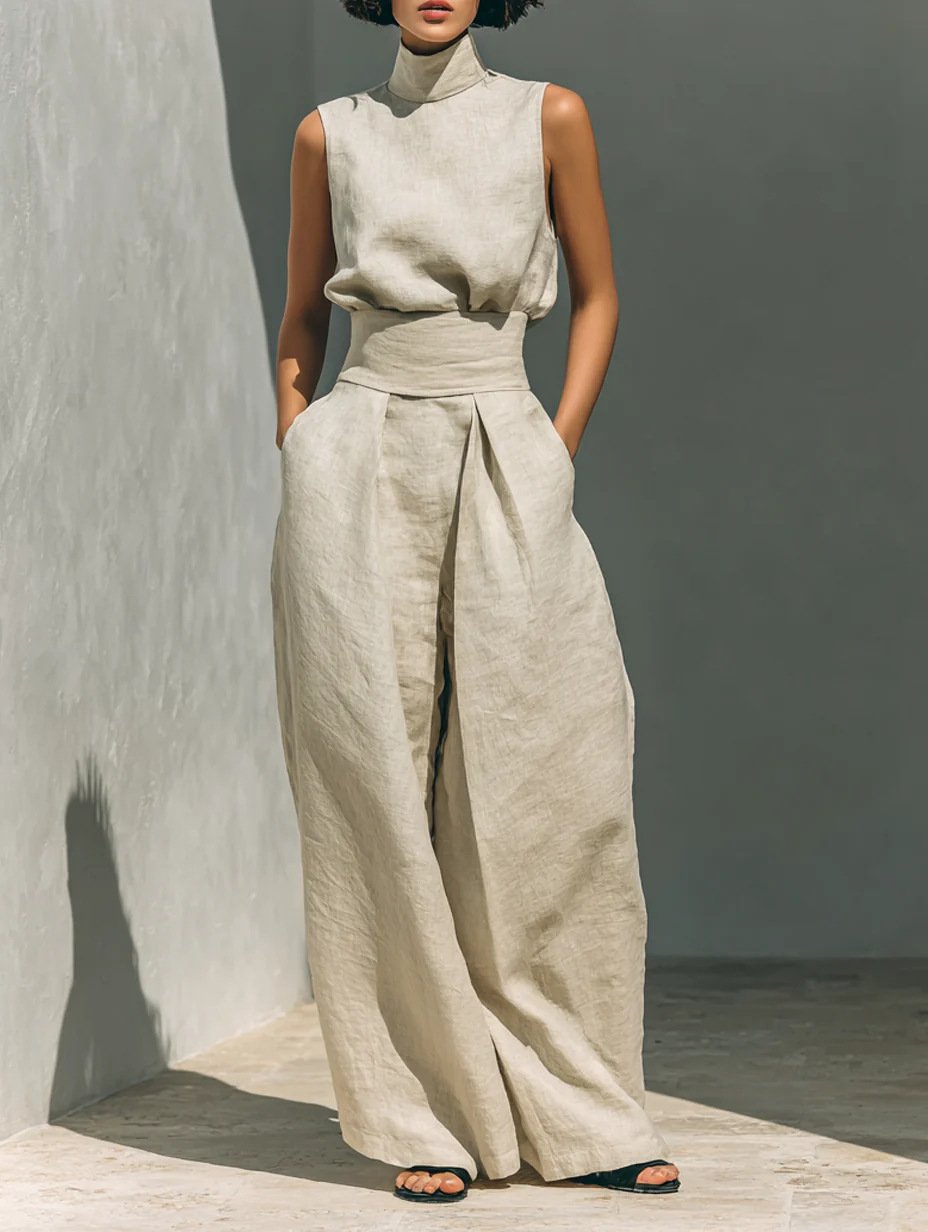 Boho Chic Cotton and Linen Sleeveless Women Jumpsuit - Image 9