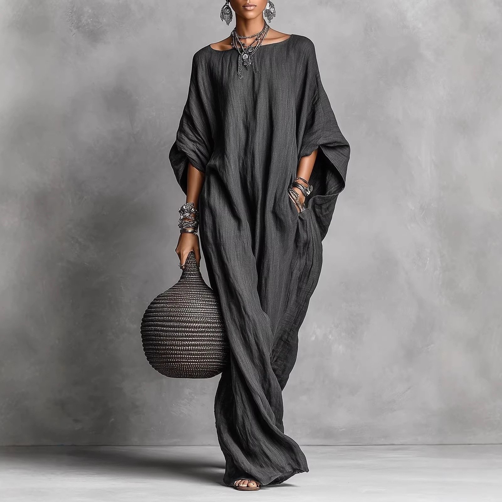 Bohemian Queen Long Sleeve Off-Shoulder Maxi Dress - Image 7
