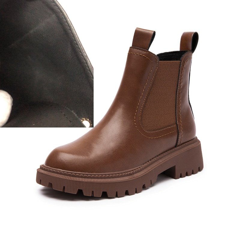 Genuine Leather Lug Sole Platform Chelsea Boots - Image 10