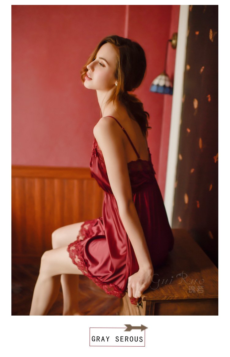 Satin Lace Nightdress and Robe - Image 3