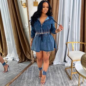 The Uptown Denim Skirt Set
