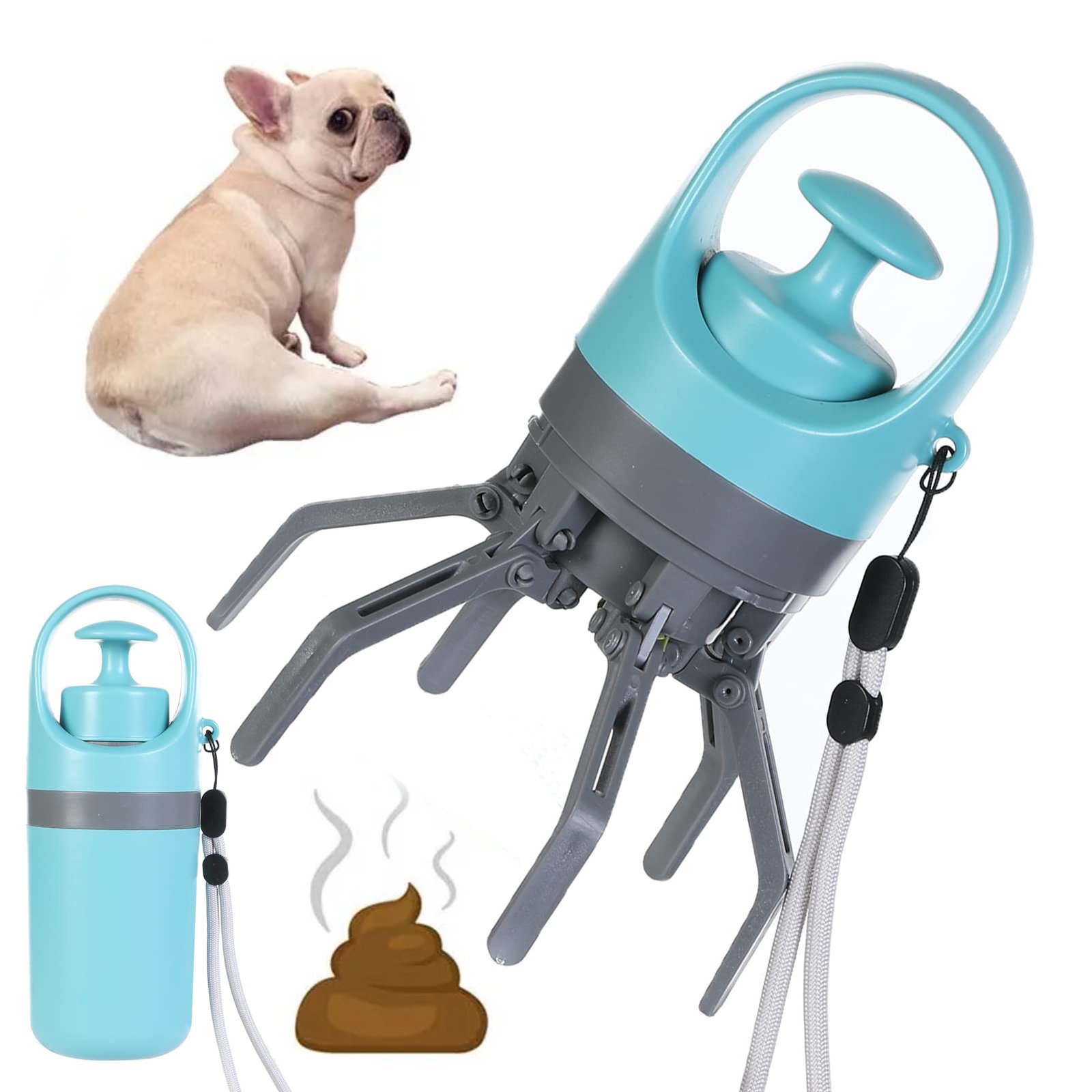 CleanPoo Portable Dog Pooper Scooper with Built In Waste Bag Dispenser | One Hand Pet Waste Pickup Tool