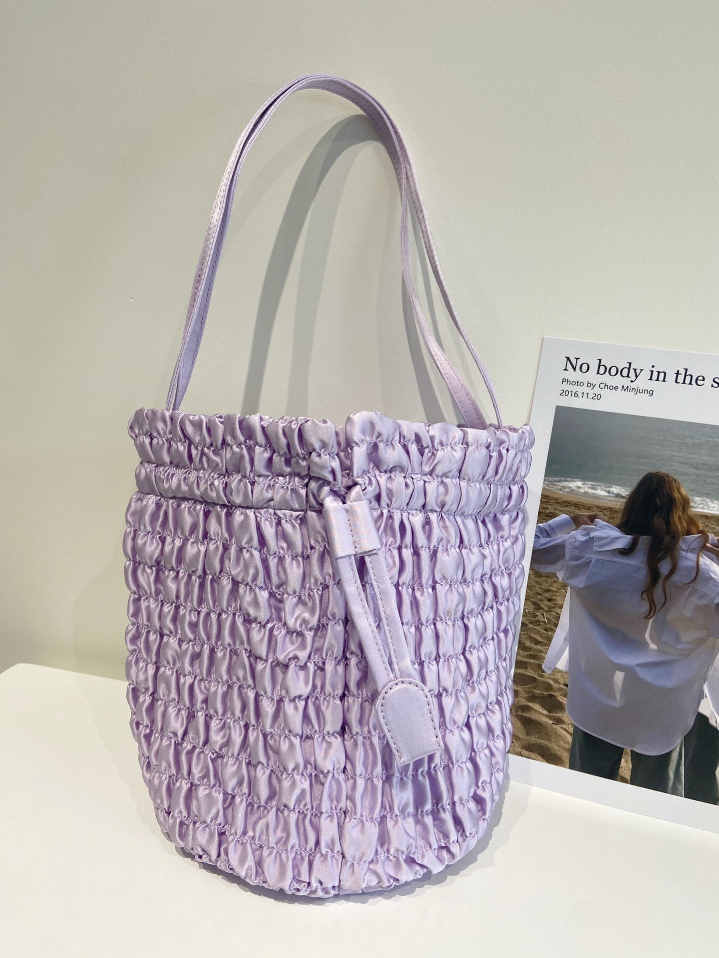 Premium Ruched Silk Satin Tote Bag - Pleated Drawstring Shoulder Bag - Image 7