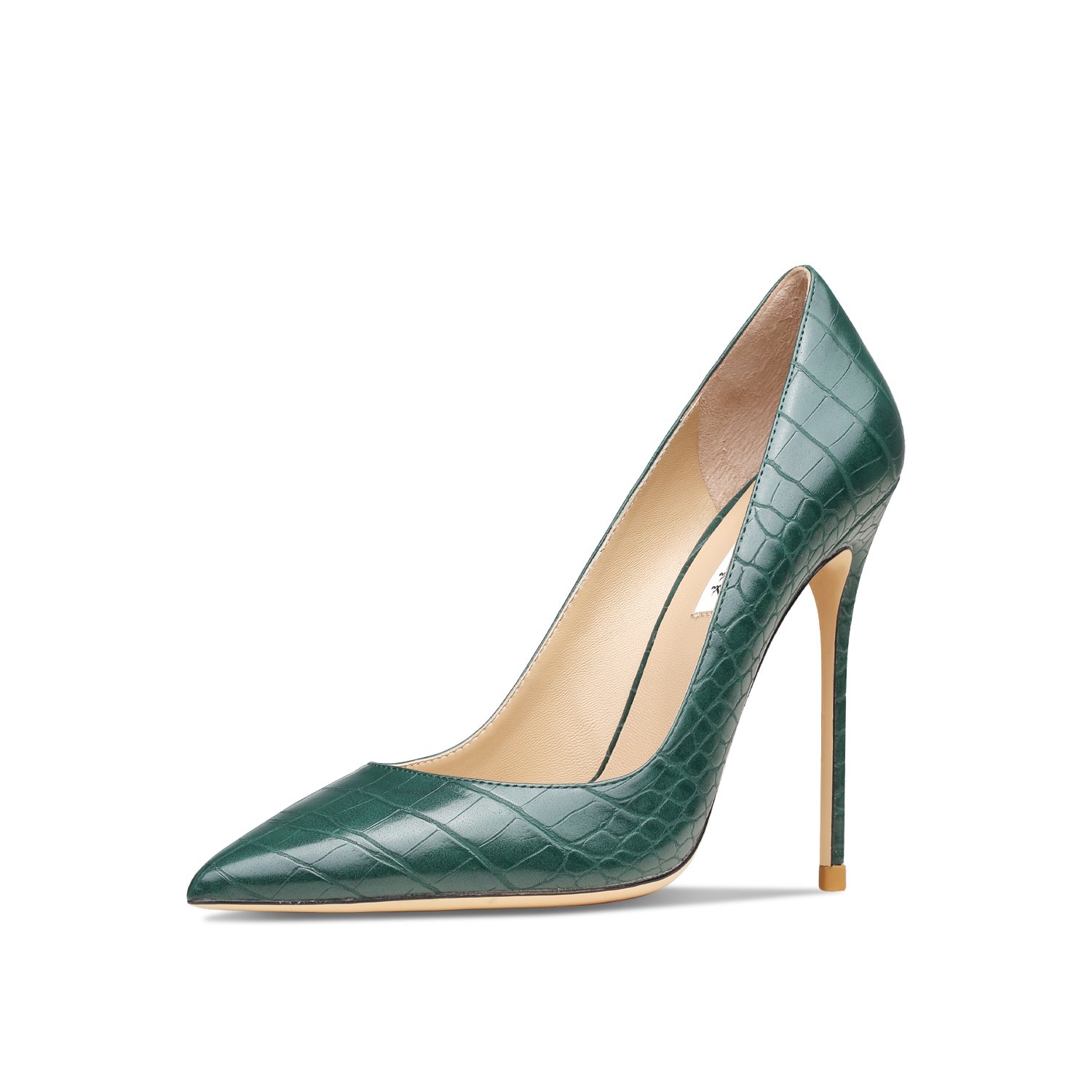 Croc-Embossed Leather Pointed-Toe Stiletto Pumps - Image 6