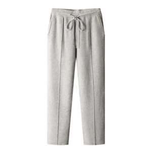 Elevated Winter Wool Lounge Pants – Men's Minimalist Seam-Front Elastic Drawstring Trousers