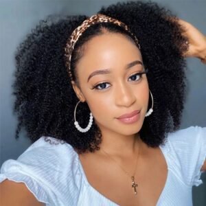 Black Curly Hair Headband Wig