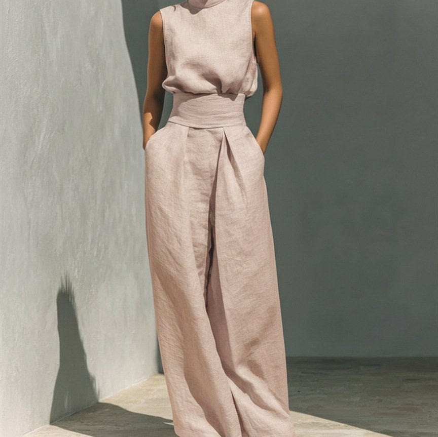 Boho Chic Cotton and Linen Sleeveless Women Jumpsuit - Image 5