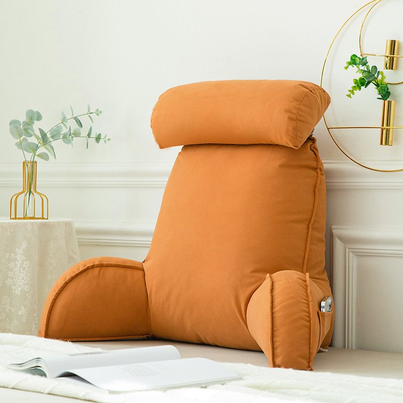 Ice Silk Reading Backrest Pillow with Arm Rest and Charcoal Bamboo Headrest - Image 8
