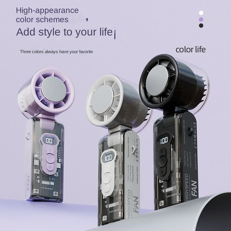 Hot Girl High-Speed Turbine LED LCD Screen Portable Fan - Image 3