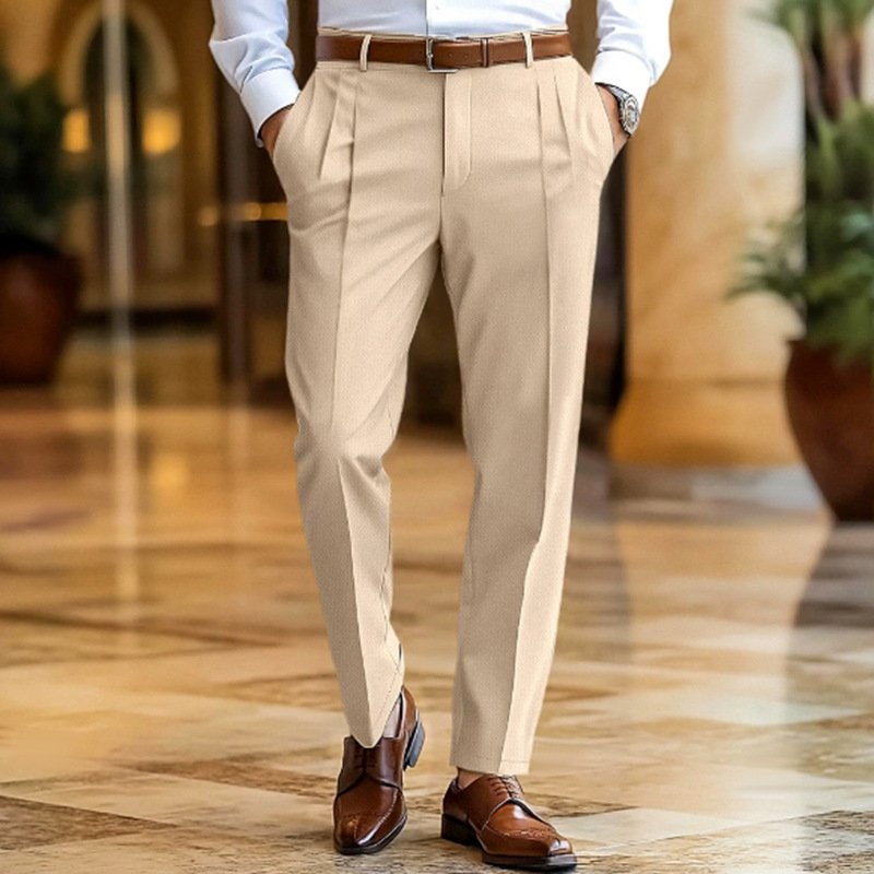Slim Fit Solid Color Men Suit Pants - Image 8