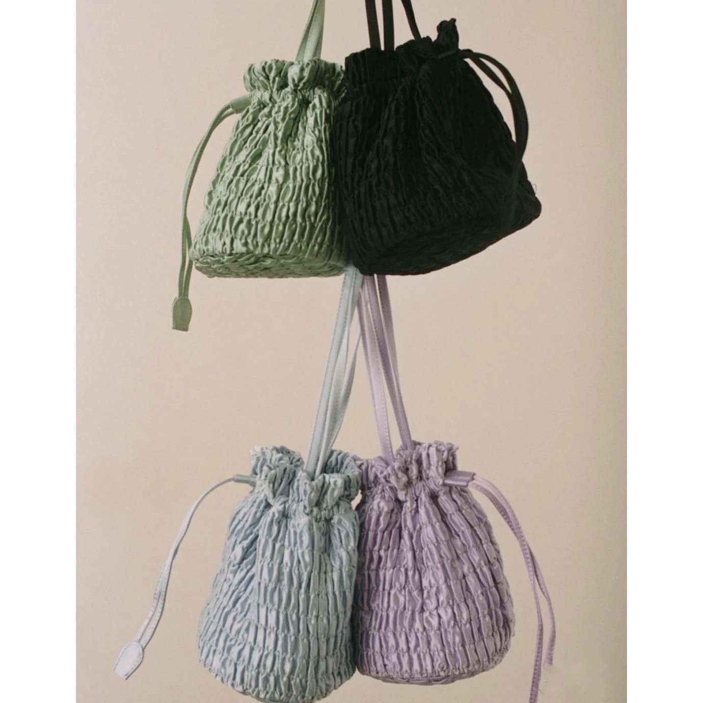 Premium Ruched Silk Satin Tote Bag - Pleated Drawstring Shoulder Bag - Image 4