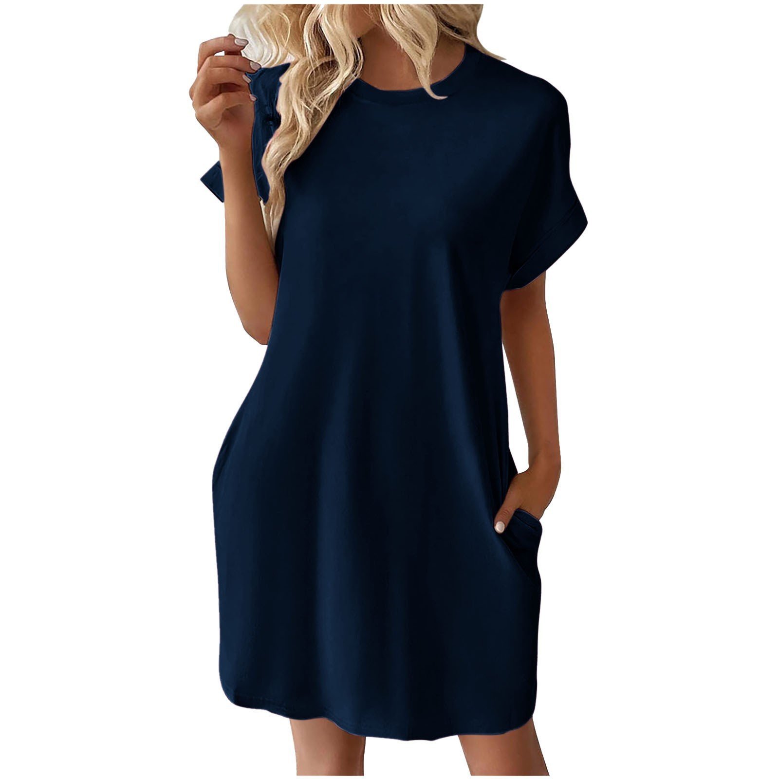 Milk Silk Raglan Short Sleeves Pullover Crew-Neck Dress - Image 8